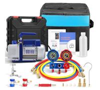 4.5CFM 1/3HP Vacuum Pump and Manifold Gauge Set, AC Refrigerant Manifold Gauge Kit with 3-Way Manifold Gauge & Accessories, Compatible with R32/R134a/R410A/R407C Refrigerants, for Auto HVAC Systems