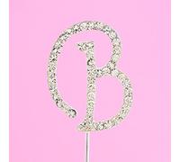 4.5cm Clear Crystal Diamante Rhinestone Cake Topper Alphabet Letters - Silver Letter B