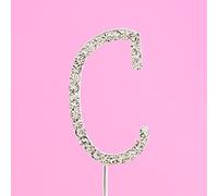 4.5cm Clear Crystal Diamante Rhinestone Cake Topper Alphabet Letters - Silver Letter C