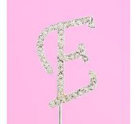 4.5cm Clear Crystal Diamante Rhinestone Cake Topper Alphabet Letters - Silver Letter E