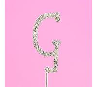 4.5cm Clear Crystal Diamante Rhinestone Cake Topper Alphabet Letters - Silver Letter G