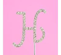 4.5cm Clear Crystal Diamante Rhinestone Cake Topper Alphabet Letters - Silver Letter H