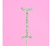 4.5cm Clear Crystal Diamante Rhinestone Cake Topper Alphabet Letters - Silver Letter I