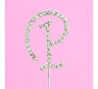 4.5cm Clear Crystal Diamante Rhinestone Cake Topper Alphabet Letters - Silver Letter P