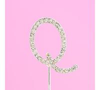4.5cm Clear Crystal Diamante Rhinestone Cake Topper Alphabet Letters - Silver Letter Q