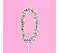 4.5cm Clear Crystal Diamante Rhinestone Cake Topper Birthday or Anniversary Numbers - Silver Number 0
