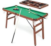 4.5FT Billiards Table, Folding Pool Table with 2 Cue Sticks, 16 Balls, Triangle & Brush, Portable Pool Game Table Set, for Kids and Adults