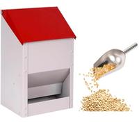 4.5KG Automatic Chicken Feeder with Lid No Waste Weatherproof Metal Poultry Feeder with Metal Scoop Wall Mount Outdoor Chicken Coop Food Dispenser Feeder for Chickens Ducks Goose