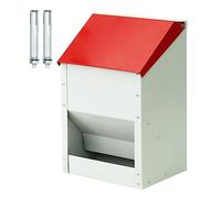 4.5kg Galvanised Steel Automatic Chicken Feeder Small Poultry Feeder With Bevelled Lid Wall Mounted Rodent Proof Chicken Feeder for Chicks, Turkeys, Baby Geese, Ducks and Quails