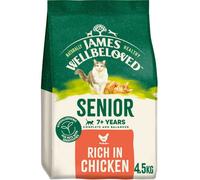 4.5Kg James Wellbeloved Natural Senior Complete Dry Cat Food Rich In Chicken