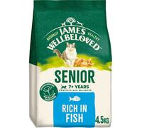 4.5Kg James Wellbeloved Natural Senior Complete Dry Cat Food Rich In Fish