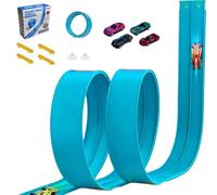 4.5M Car Track Speed Race Track Rolls Up Portable Racetrack for Toy Cars with 4 Cars (light blue)