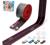 4.5m Flexible Race Car Track for Kids, Double-Sided Racetrack and Dual Racetrack,Compatible with 1:64 Diecast Cars, Portable Roll Up Track Toy for 3 4 5 6 7 8 Year Old Boys (Black Red)