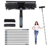 4.5M Long Reach Window Cleaning Equipment, Telescopic Window Cleaner Pole with Silicone Squeegee with 3 Cleaning Cloths Capable of Absorbs Dust and Moisture from Window Glass Surfaces