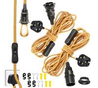 4.5m Nylon Lamp Cable with Switch and Plug, 2PCS Plug in Pendant Light Fittings, E14 Bulb Holder, Extend Ceiling Pendant Light, Replacement Light Fitting, Loft Light or Living Room Bedroom Decoration