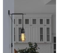 4.5m PVC Cable kit Plug-In Pendant Light with ON/OFF Switch E27 E14 Lamp Set LEDSone Vintage Plug-in Pendant Light Metal with Bracket Wall Mounted Light for Living Room (4m Black with Bracket)