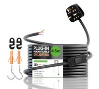 4.5m PVC Cable kit Plug-In Pendant Light with ON/OFF Switch E27 E14 Lamp Set LEDSone Vintage Plug-in Pendant Light Metal with Hook Ceiling Mounted Light for Living Room (4.5m Black without Holder)