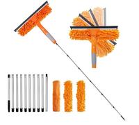 4.5M Window Squeegee Cleaner Tool Kit with Long Handle,2-in-1 Squeegee & Microfiber Cloth with Silicon Squeegee and Scrubber Tool,Rotatable Bendable Head for Indoor/Outdoor High Window, Wall, Car