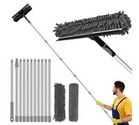 4.5M Window Squeegee Cleaning Equipment Kit with Long Handle - 2 in 1 Extendable Window Cleaning Pole, 180° Rotatable Telescopic Window Cleaner with Microfiber Cloth for Indoor/Outdoor High Window Car