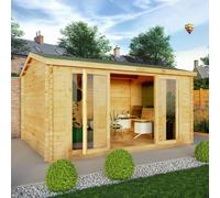 Mercia 4.5m x 3.5m Home Office Studio Log Cabin (44mm), Brown