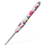 4.5mm Crochet Hook, Aeelike Ergonomic Soft Rubber Grip Crochet Hook for Arthritic Hands and Beginners, Pretty Floral Pattern Metal Crochet Needle 4.5mm