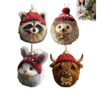 4/5pc Forest Animal Acorn Ornaments Cozy Forest Christmas Ornaments, Christmas-Crafts Lovely Sleeping Animal Acrylic ChristmasTree-Ornaments, Xmas Hanging Trees Decorations Home Decor (B-4pc)