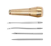 4 / 5Pcs Leather Stitching Tool with Hook Needle Sewing Awls Ergonomic Metal Handle Leather Shoe for Sewing Curved Hook Awl Needle