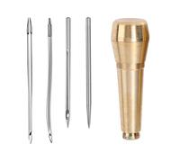4 / 5Pcs Leather Stitching Tool with Hook Needle Sewing Awls Ergonomic Metal Handle Leather Shoe for Sewing Curved Hook Awl Needle
