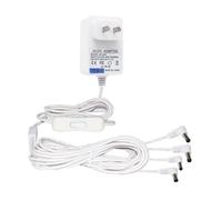 4.5V Lemax Power Adapter Compatible with Lemax Lighted Accessory 94566 94563 94564 94565 74295 74269 74707 84428 44242 Christmas Halloween Village Lights Micro Lighting Building Decor(4 Output White)