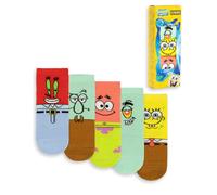 (4-6.5 UK Child) SpongeBob SquarePants Calf Socks Set of 5 (Unisex Kids Multicoloured)