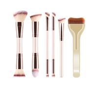 4/6/7Pcs Makeup Brush Set, Fan Blush Eyeshadow Brushes for Daily Makeup Travel,Milk tea,6pcs