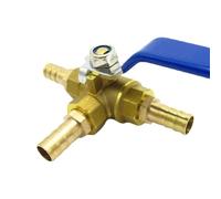 4 6 8 10 12 13 14 16 19 20 25 32mm Hose Barb Tee 3 Ways Full Port T-Port Brass Ball Valve Connector 1Pcs(8mm Barb,T Port)