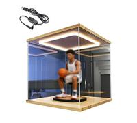 4 6 8 10 12 14 16 18 20 22 24in Square Clear Acrylic Display Case, Dustproof Led Light Display Box Cube with Lid, Model Trophy Doll Figures Collectibles Showcase with Door(60x60x60cm/24"x24"x24")