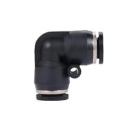 4 6 8 10 12 14 16mm OD Tube PV Elbow Right Angle Two Ways Pneumatic Fitting Quick Release Push To Connect Plastic Air Compressor(PV Black,6mm OD Tube)
