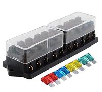4/6/8/10/12 Way Car Fuse Holder Car Fuse Box Truck Auto Blade with 4/6/8/10/12 Fuses for 12V 32V ATO Standard Circuit Protected circuits (Color : 10 Ways)