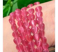 4 6 8 10 12mm Cat Eye Opal Round Loose Beads for Jewelry Making 15.5''-Heart Rose red-8mm