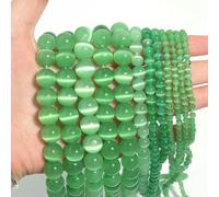 4/6/8/10/12mm Mixed Colors Cat's Eye Opal Natural Stone Spacer Glass Loose Beads for Craft Making DIY Bracelets Findings -Green-6mm