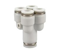4 6 8 10 12mm Tube OD Y-Shaped 4 Ways Splitter Block Distribution Plastic Pneumatic Air Pipe Fitting Push in Connector1Pcs(4-4)