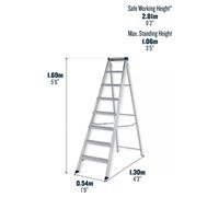 4 6 8 10 TREAD WERNER Builders Aluminium Heavy Duty Step Ladder Professional