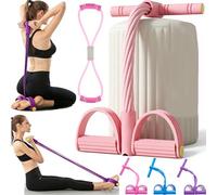 4/6/8-Tube Pedal Resistance Device, Fashion Puller Exercise, Detachable and Adjustable Pedal Resistance Device,Portable Multi-Puller Exercise Device, Sit-Up Assist Resistance Band (Pink 4-tube*1)