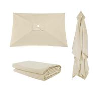 4 6 8Arms Outdoor Patio Umbrella Replacement Canopy, 2x2m 3x2m 3x3m Parasol Fabric Cover Umbrella Cloth, UV-Resistant, Washable, Square /Rectangle, For Market Table Deck Lawn Pool Garden(Beige,2X3m)