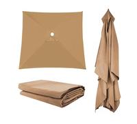 4 6 8Arms Outdoor Patio Umbrella Replacement Canopy, 2x2m 3x2m 3x3m Parasol Fabric Cover Umbrella Cloth, UV-Resistant, Washable, Square /Rectangle, For Market Table Deck Lawn Pool Garden(Khaki,3X3m)