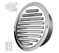 4 6 8inch 304 Stainless Steel Air Vents Cover Louvered Grille Cover Vent Flat Ducting Air Vent Wall Inlet with Built-in a Fly Screen Mesh for HVAC Ventilation(180mm/7.1in)