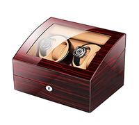 4+6 Automatic Watch Winder Box - 4 Wooden Battery Silent Watch Case Watch Box Watch Cases Watches Boxes Winders Storage Case Red