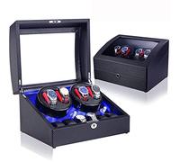 4+6 Automatic Watch Winders Storage Case Watch Box Wooden Silent Motor Five Modes Adjustable Watch Pillows LED Backlight Open Lid and Stop Automatically Leather 005 (Carbon Fiber 001)