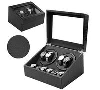 4+6 Automatic Wood Unisex Watch Winder, Rotation Winders Deluxe Silent Motor Wood Box 2 Power Supply Mode 4 Modes-30.5 ×23.5×18CM