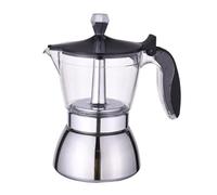 4/6 Cups Transparent Moka Pot Household Espresso Coffee Brewing Kettle Stainless Steel(4 Cups)