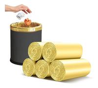 4-6 Gallon Small Gold Trash Bags Strong Golden Garbage Bags, Strong Material Disposable, Durable Plastic Trash Bags for Office Home Kitchen Waste Basket Liner, 5 rolls 100 count(Golden)