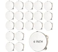4/6 Inch Wedding Tambourine Bulk Drum for Adults Noise Makers Hand Held Tambourine Single Row Metal Jingle Percussion Gift Church Party (20PCS, 6 Inch)