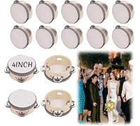 4/6 Inch Wedding Tambourine Bulk Drum for Adults Noise Makers Hand Held Tambourine Single Row Metal Jingle Percussion Gift Church Party (50PCS, 4 Inch)